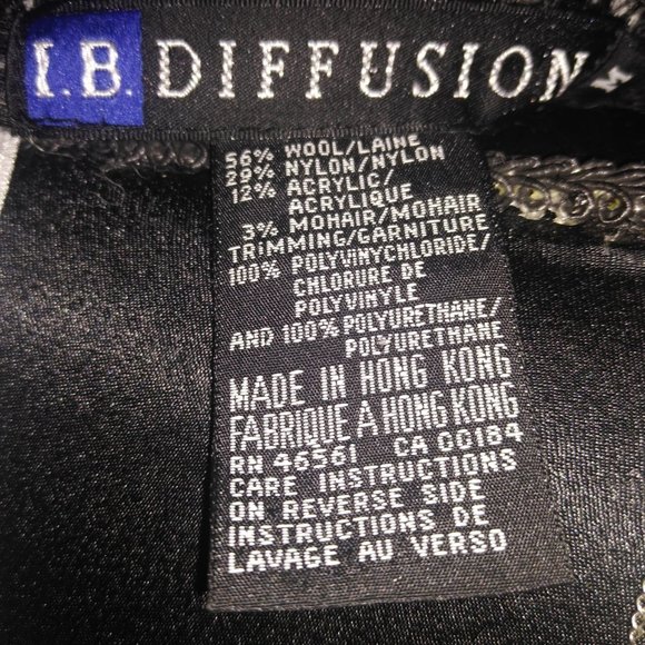 I.B. DIFFUSION VINTAGE 3/4 Length Black Speckled Sweater Coat - Picture 2 of 5